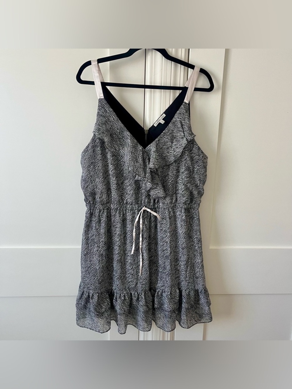 Charlotte Russe Leopard Print Ruffle Mini Dress Black White Sz XL